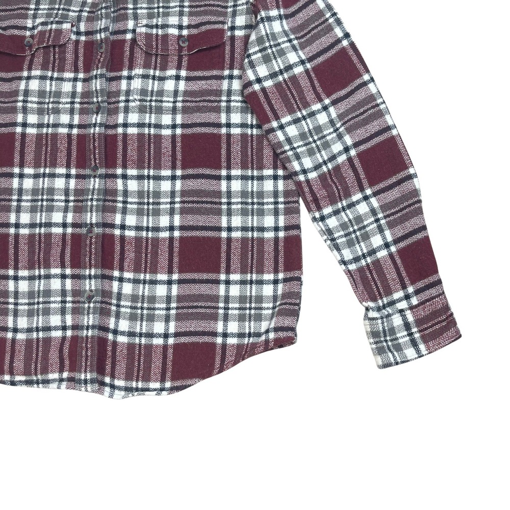 Natural Reflections‎ Women's Plaid Flannel Shirt Burgundy 100% Cotton Cabincore - Picture 7 of 13